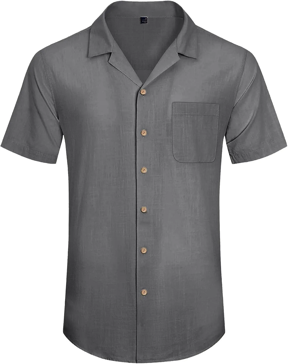 Men's Cuban Collar Shirt Solid Color Loose Fit Trendy Button Down Short Sleeve Top Summer Beach Vacation Party Breathable Tee
