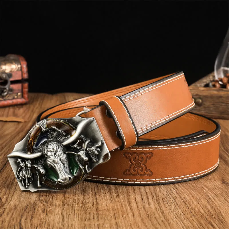 Men's Domineering Bull Head Leather Belt