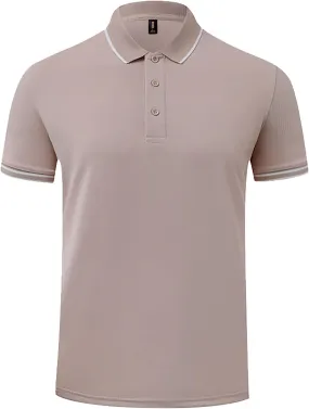 Men's Golf Polo Shirt Solid Color Short Sleeve Button Down Collar T Shirt Tennis Fishing Summer Breathable Quick Dry Top