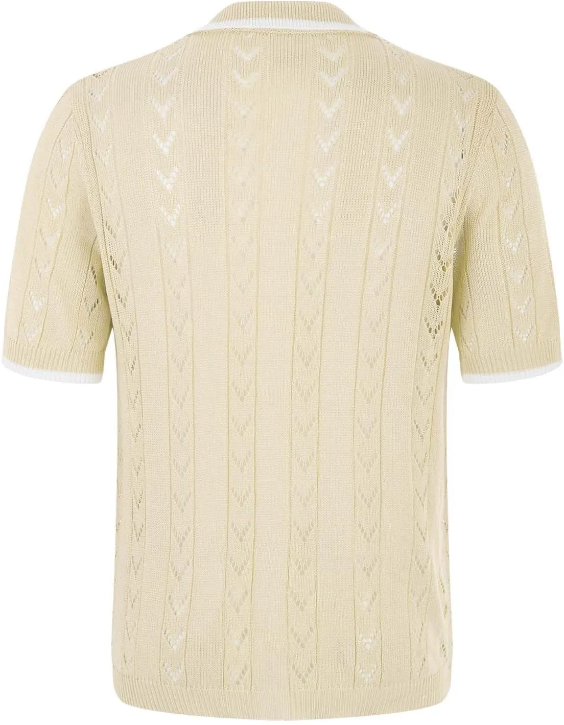 Men's Knit Openwork Shirt Button Down Short Sleeve Casual Top Breathable Solid Color Lapel Summer Holiday Loose Fit Beachwear