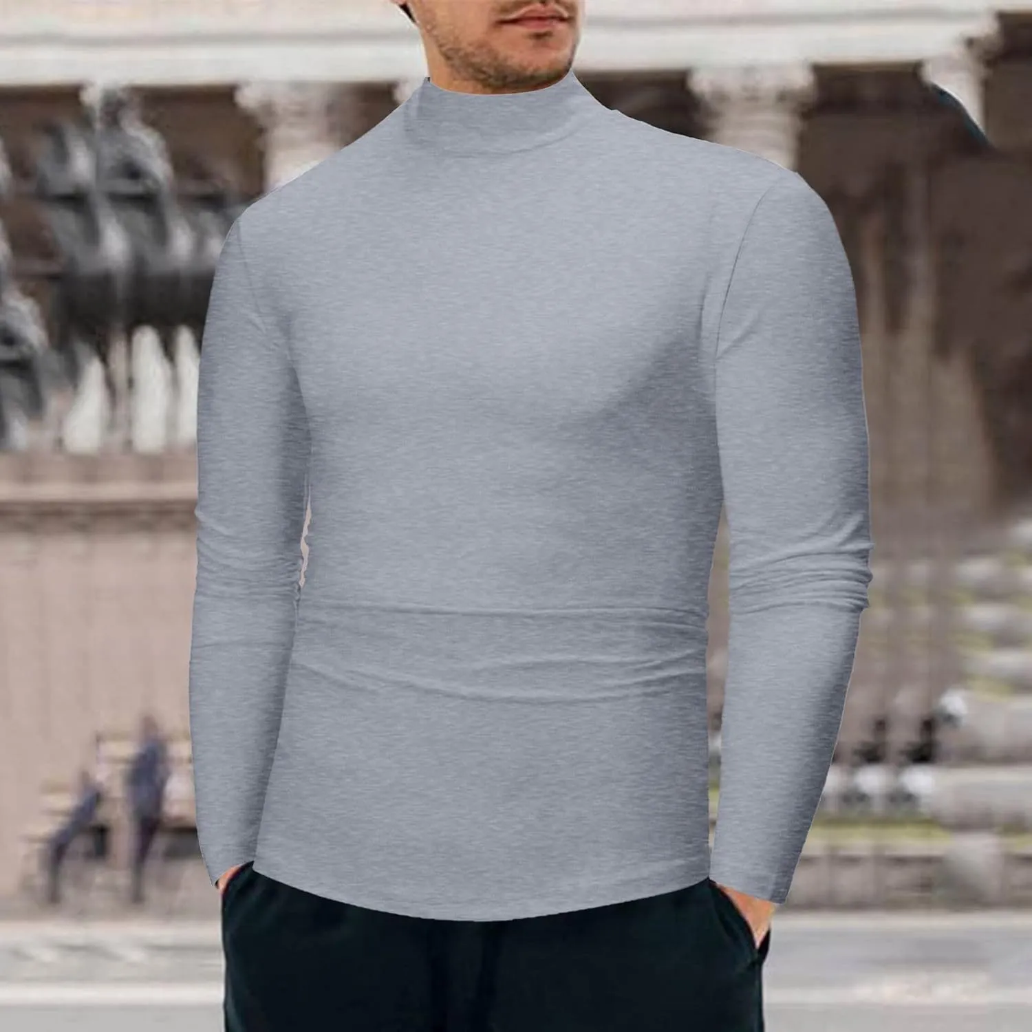 Men's Summer Shirts Long Sleeve High Collar Sexy Comfortable Leisure Style Sport Pants Comfy Fashion Trendy Tee