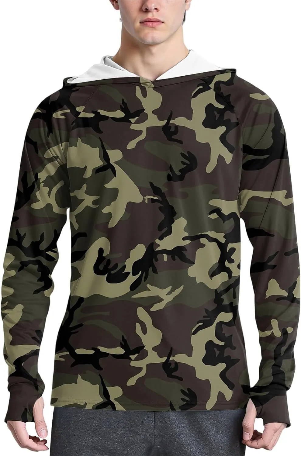 Mens Sun Protection Shirt Ice Silk Camou Long Sleeve Lightweight Breathable Rash Guard SPF/UV Fishing Shirt