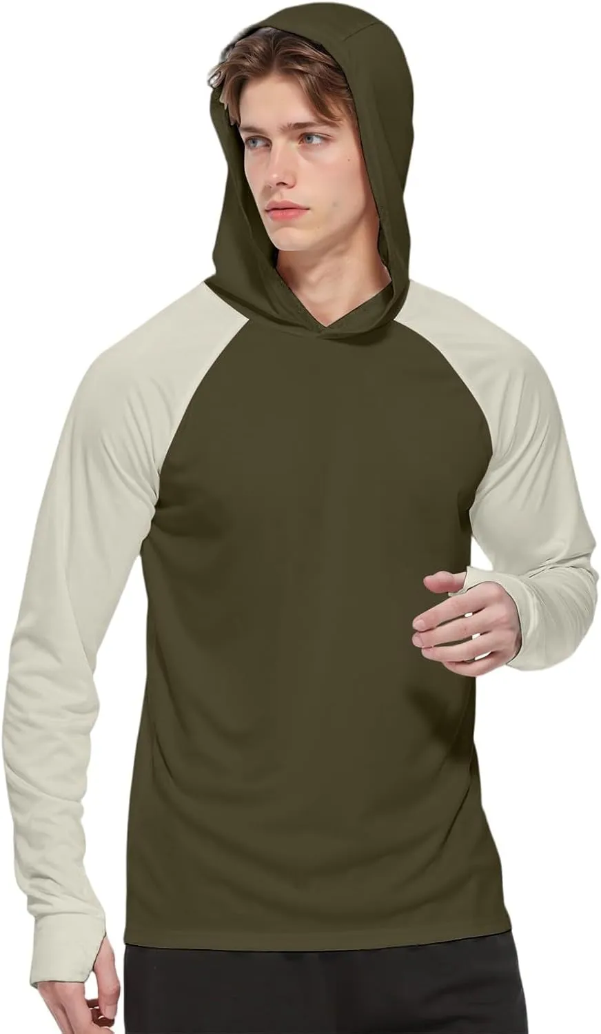 Mens Sun Protection Shirt Ice Silk Raglan Long Sleeve Lightweight Breathable Rash Guard SPF/UV Fishing Shirt