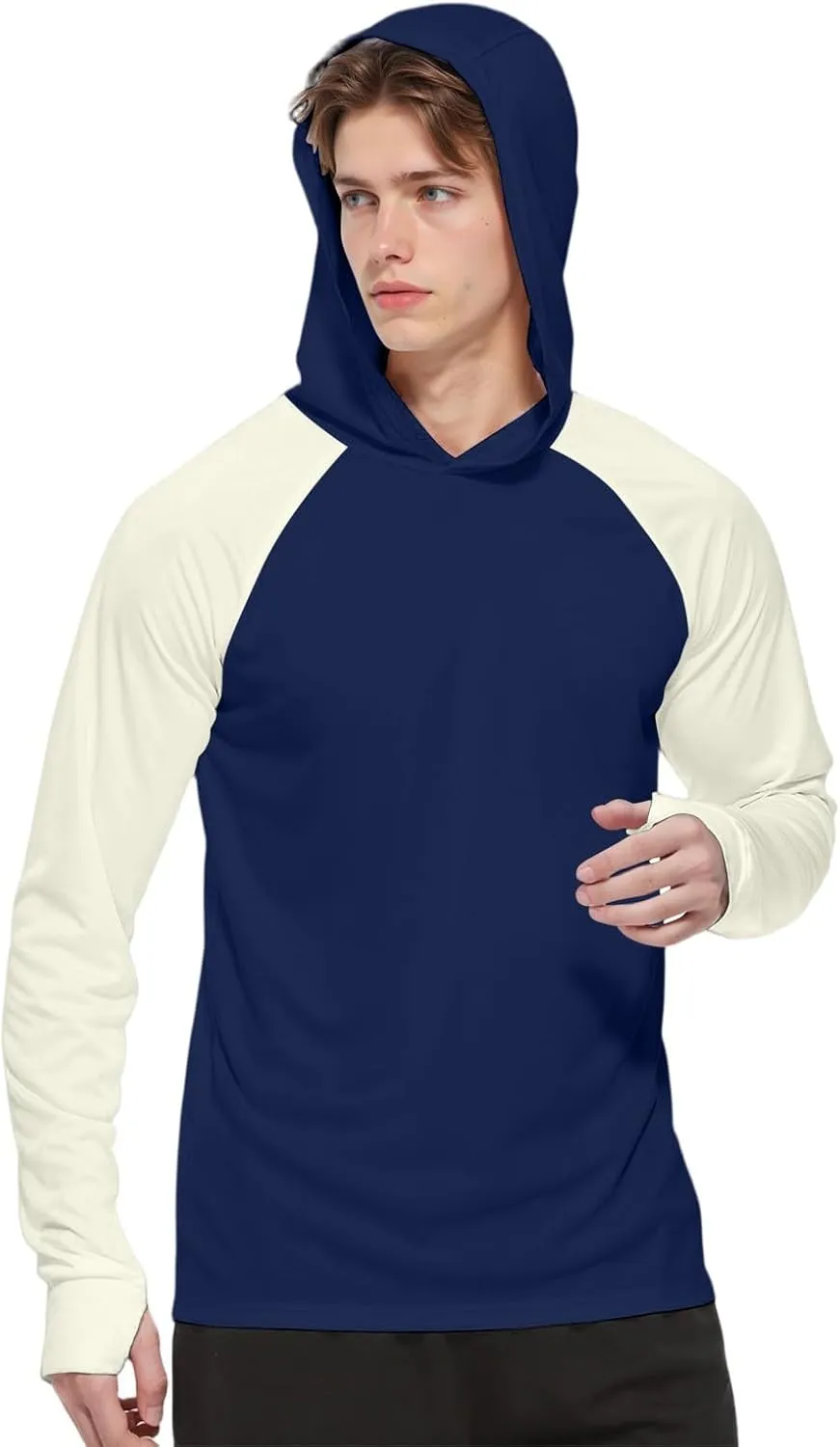 Mens Sun Protection Shirt Ice Silk Raglan Long Sleeve Lightweight Breathable Rash Guard SPF/UV Fishing Shirt