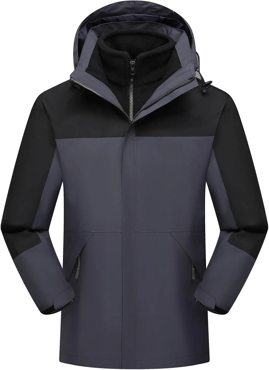 Muscularfit Men's Lightweight Waterproof Hooded Rain Jacket Breathable Raincoat Shell Jacket Outdoor Fashion Mountain Hiking