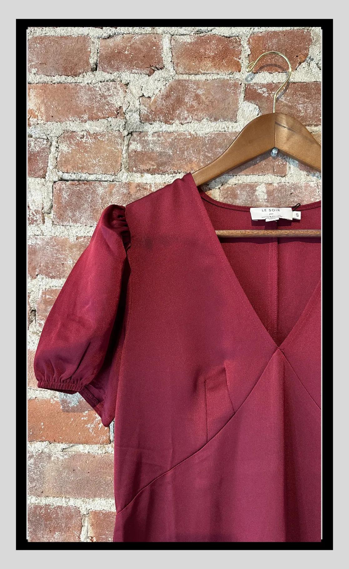 Puff-Sleeve Maxi Dress – Dark Red