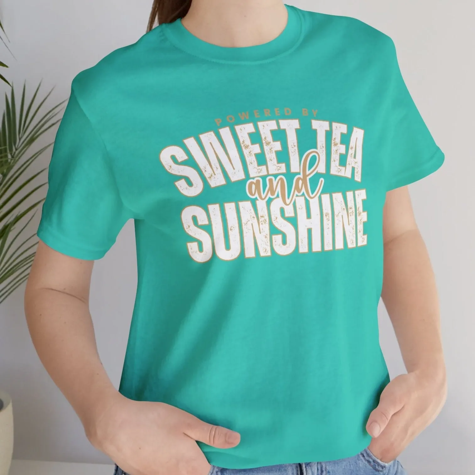 "Powered by Sweet Tea and Sunshine" Women's Bella Canvas Tee