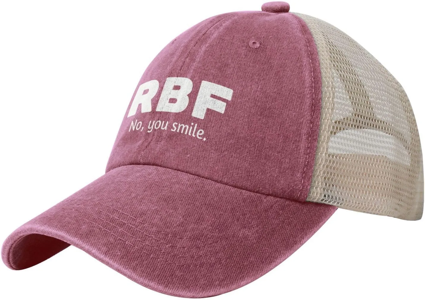 RBF No, You Smile Sun Hat Snapback Mesh Baseball Cap Retro Wased Trucker Dad Hat Breathable