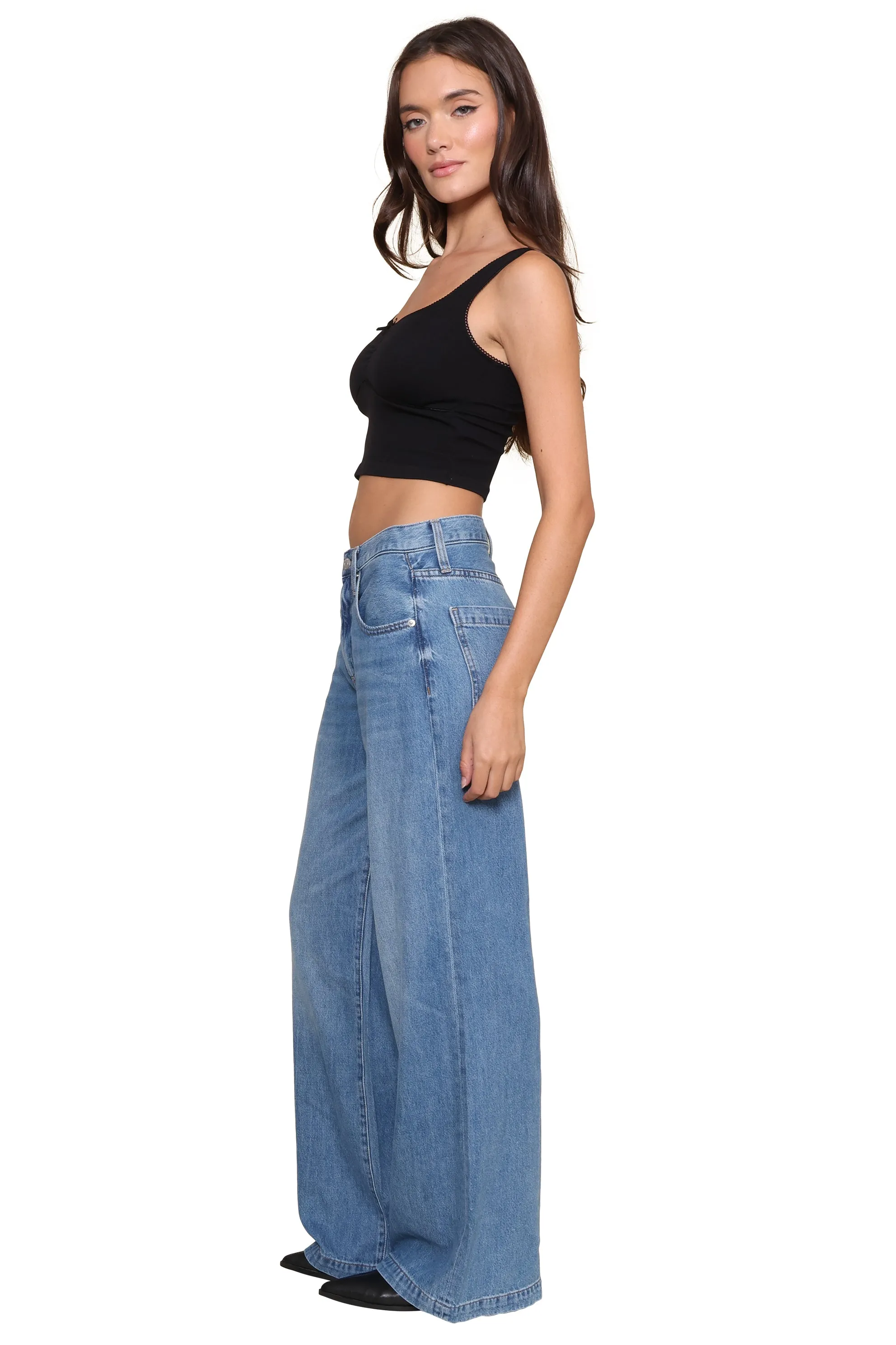 Rib Cinched Crop Top with Bow