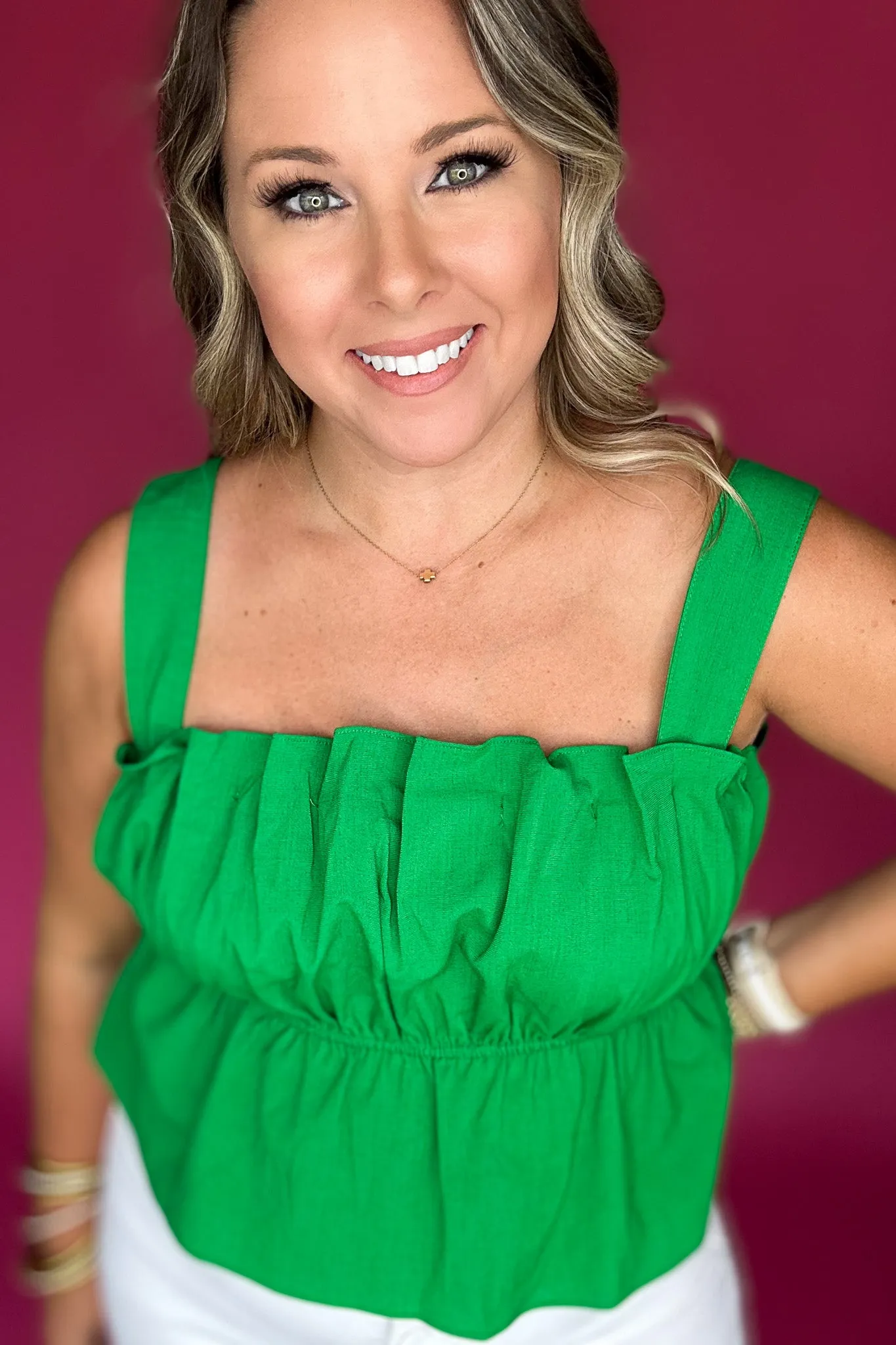 Ruched Tank - Kelly Green