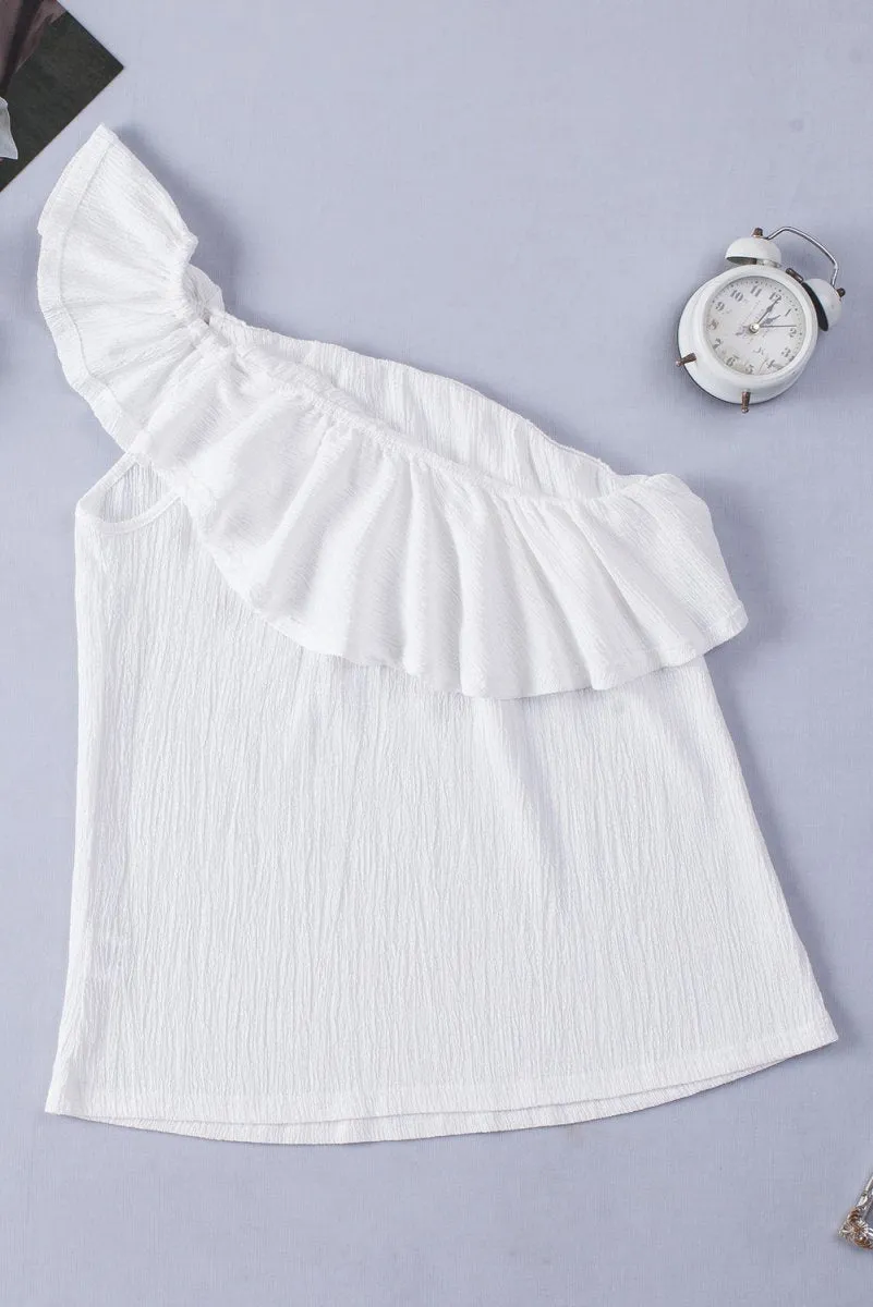 Ruffled One Shoulder Tank Top