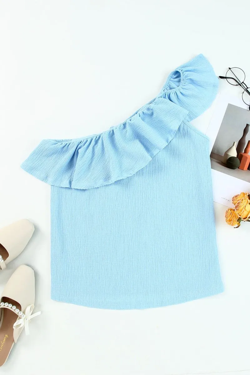 Ruffled One Shoulder Tank Top