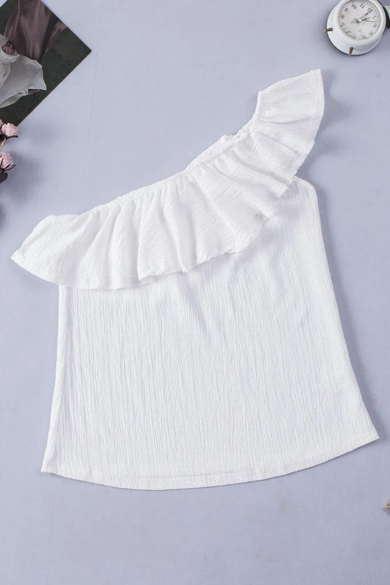 Ruffled One Shoulder Tank Top