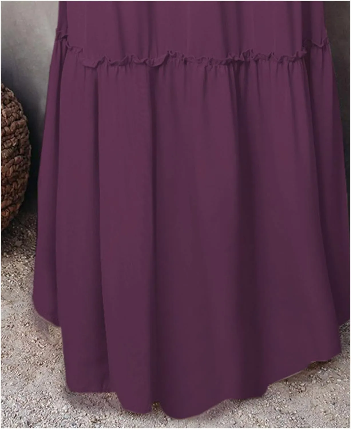 SEMATOMALA Women's Elastic Waist Swing Ruffle Pleated Maxi Boho Skirt High Waist A Line Frill Tiered Long Flowy Skirts