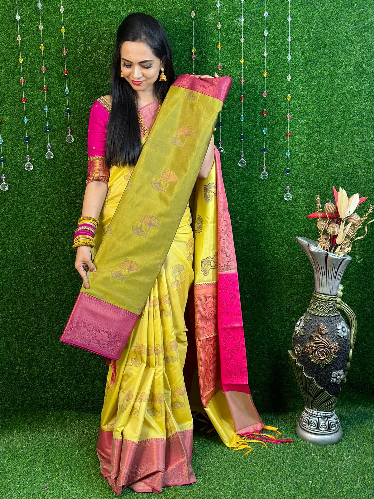 Semi soft silk floral design saree