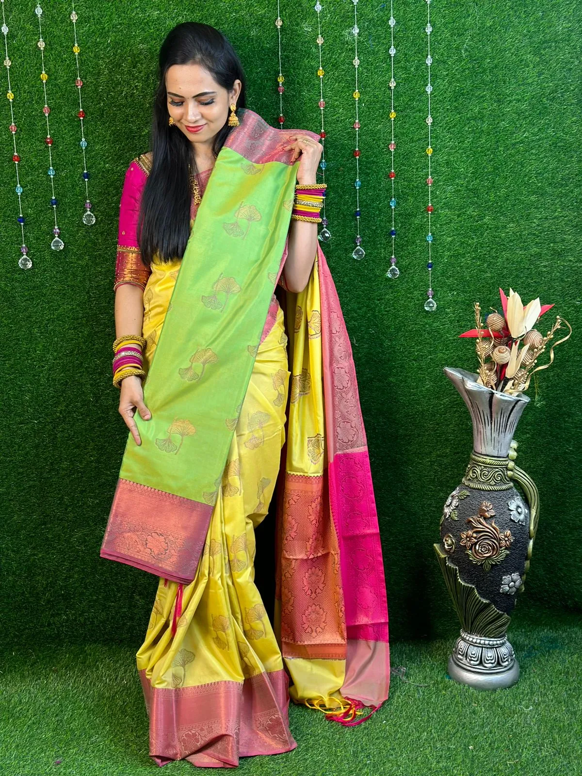 Semi soft silk floral design saree