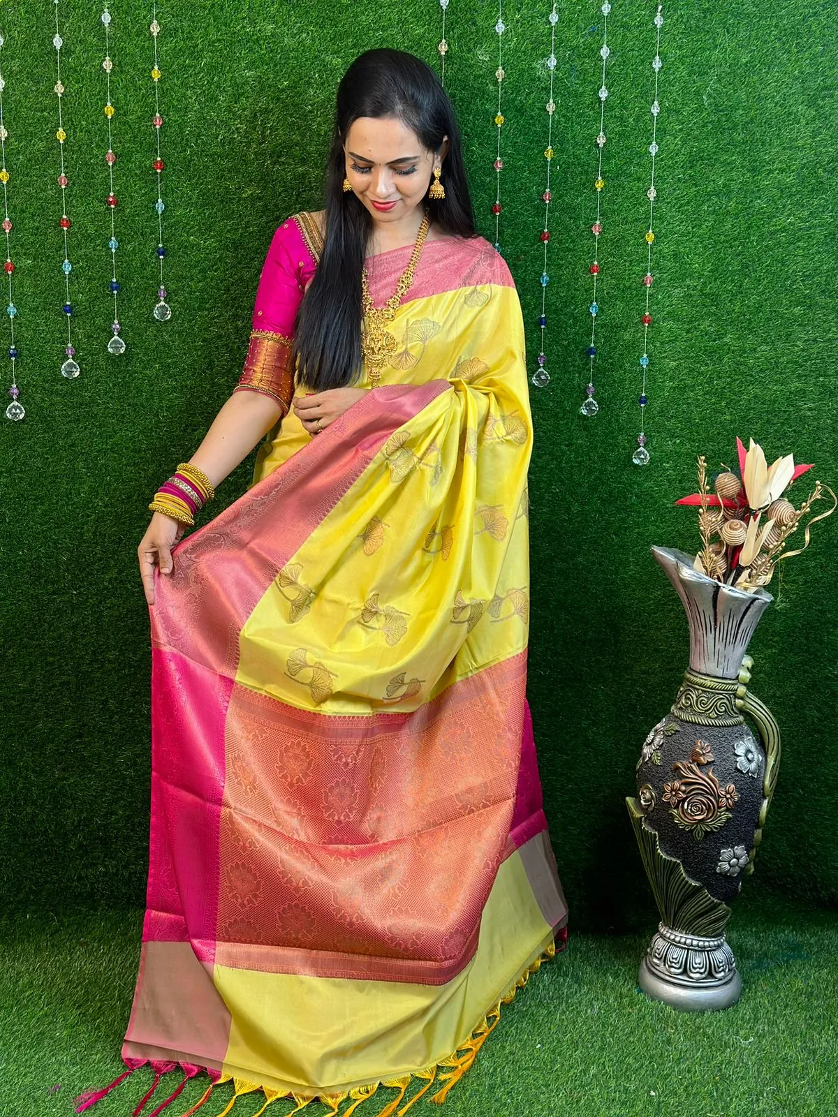 Semi soft silk floral design saree