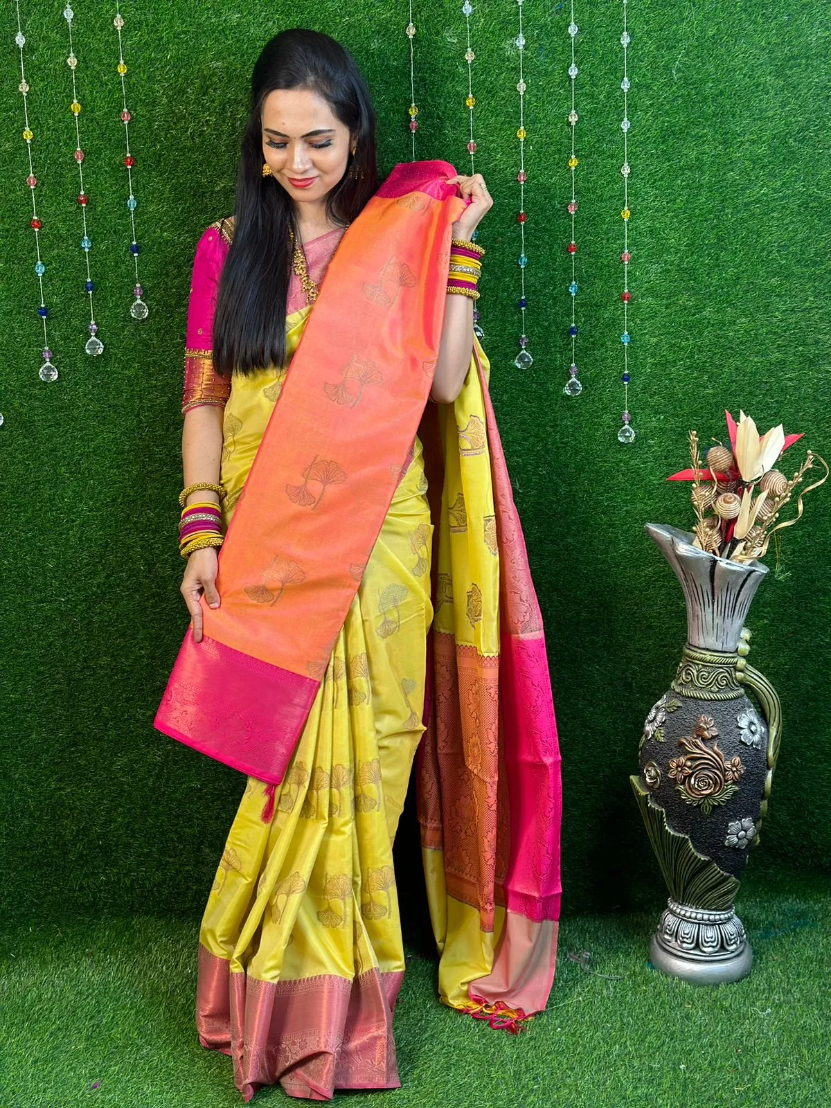 Semi soft silk floral design saree