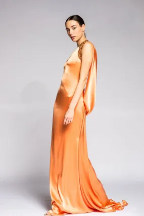 Sleeveless Flowy Dress with Draped Cape