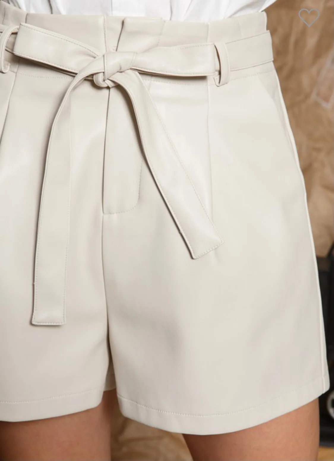 Soft Cream Vegan Leather Shorts