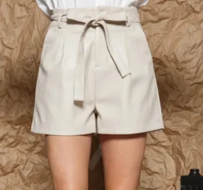 Soft Cream Vegan Leather Shorts