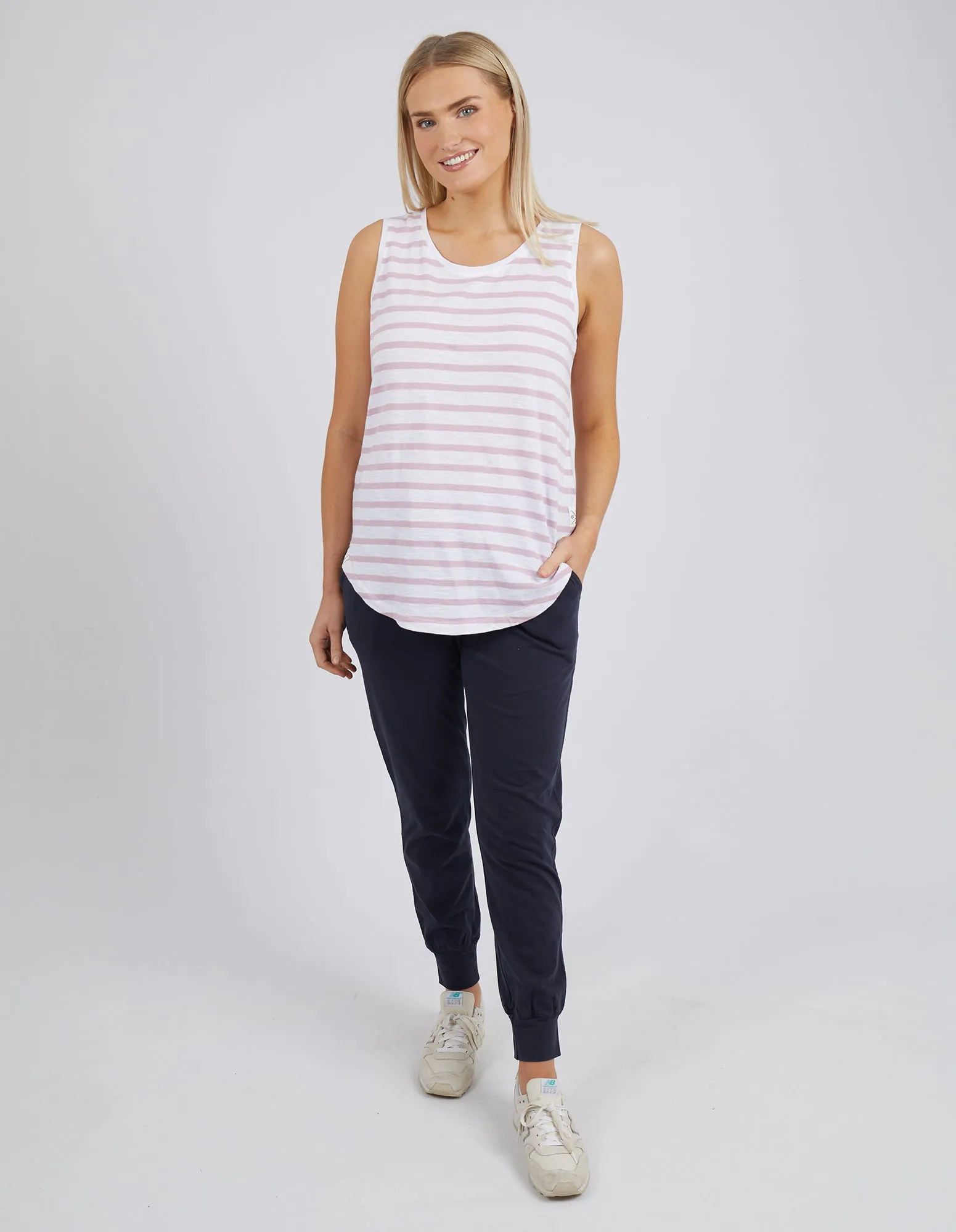 Sunny Days Stripe Tank White & Heather Str