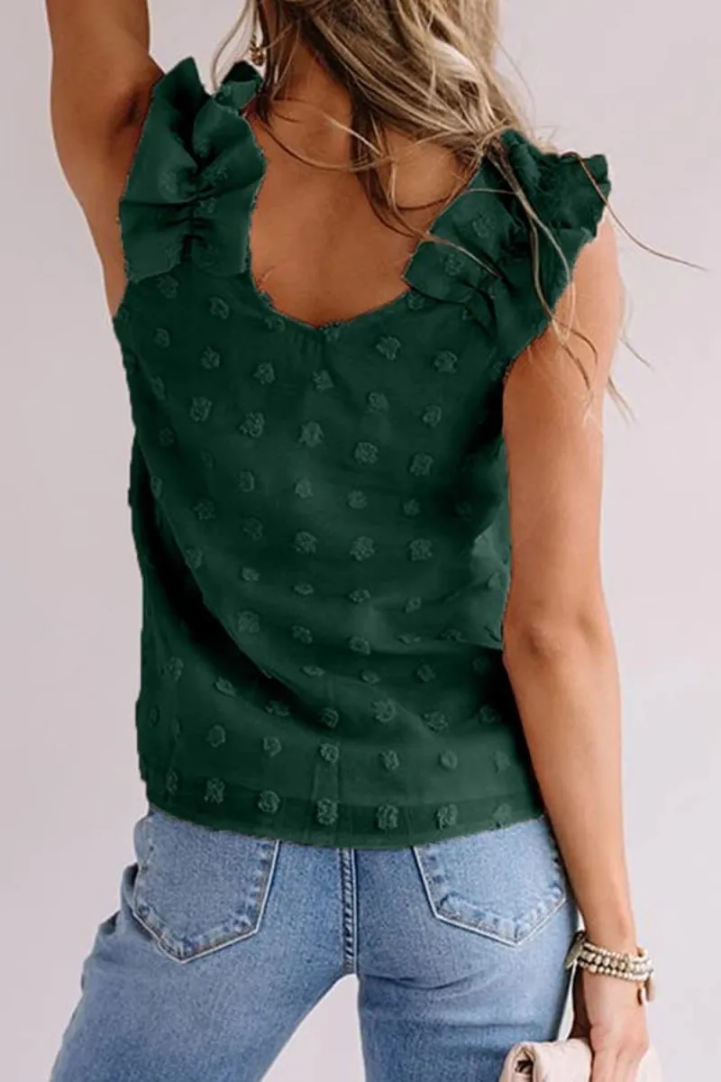 Swiss Dot V-Neck Tank Top Women’s Summer Casual