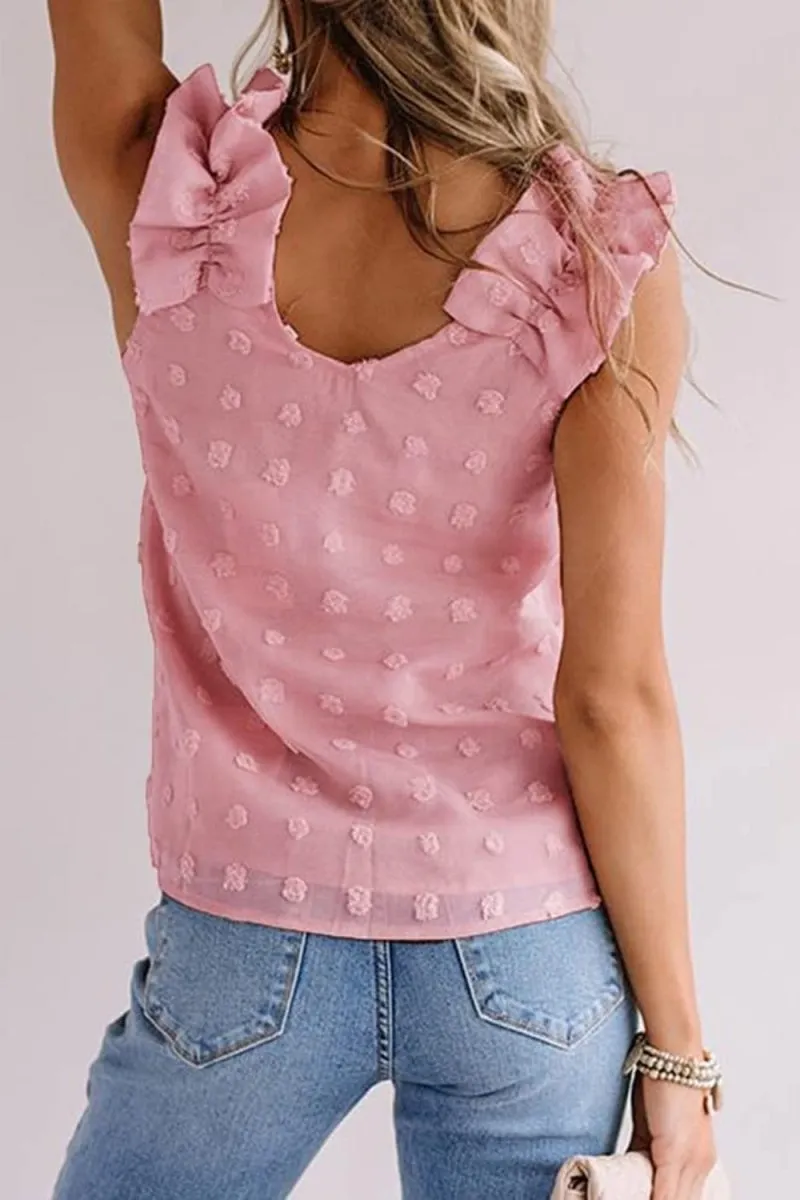 Swiss Dot V-Neck Tank Top Women’s Summer Casual