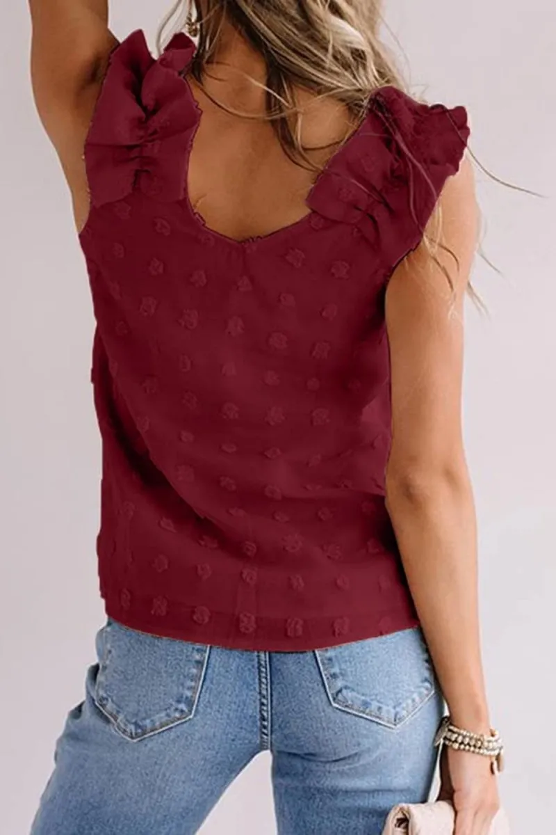 Swiss Dot V-Neck Tank Top Women’s Summer Casual