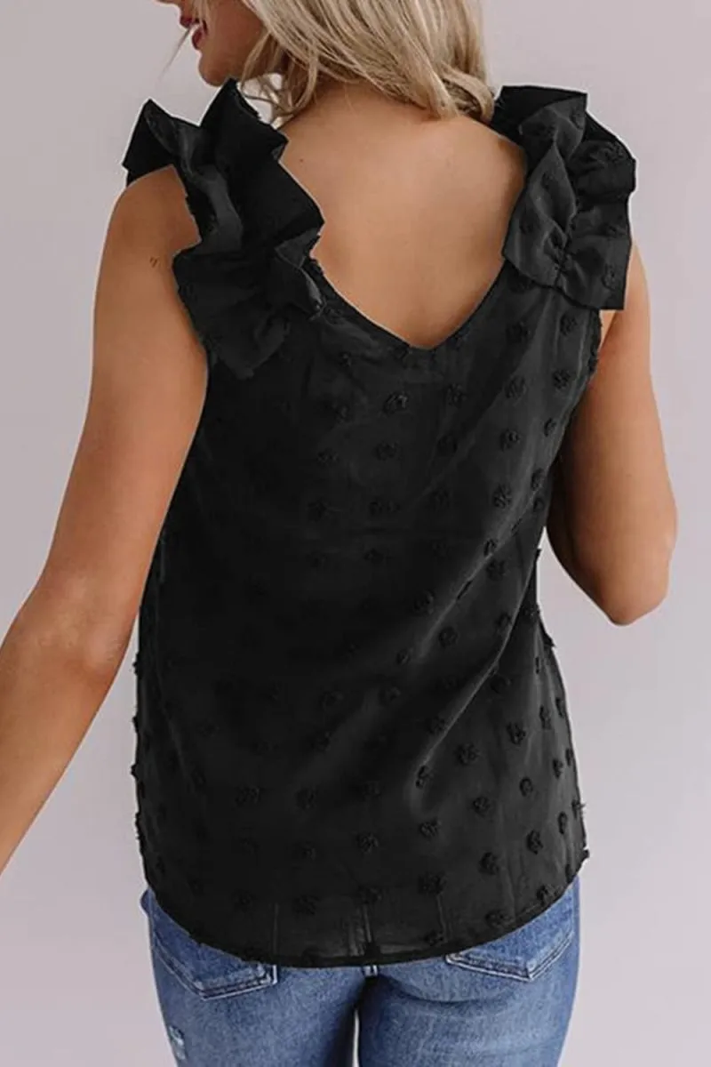 Swiss Dot V-Neck Tank Top Women’s Summer Casual