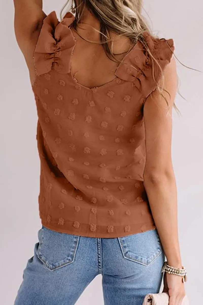 Swiss Dot V-Neck Tank Top Women’s Summer Casual