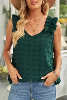 Swiss Dot V-Neck Tank Top Women’s Summer Casual
