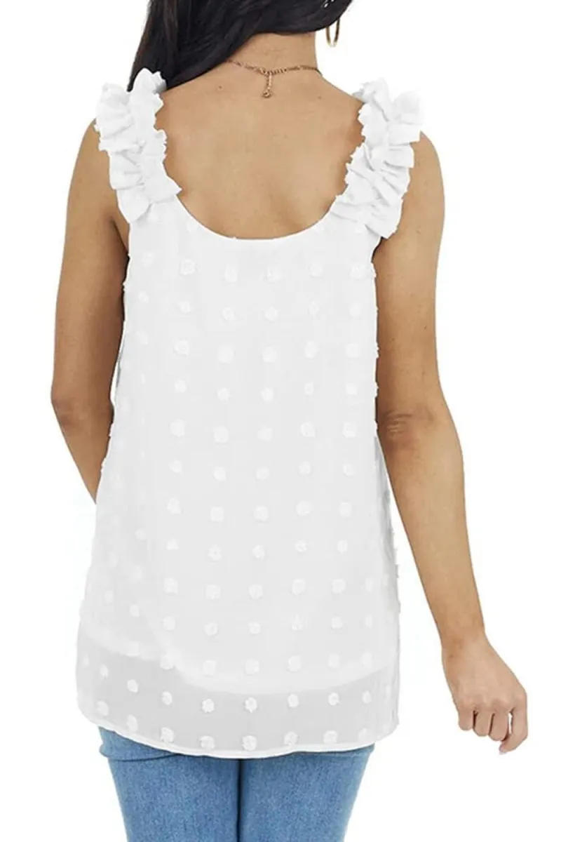 Swiss Dot V-Neck Tank Top Women’s Summer Casual