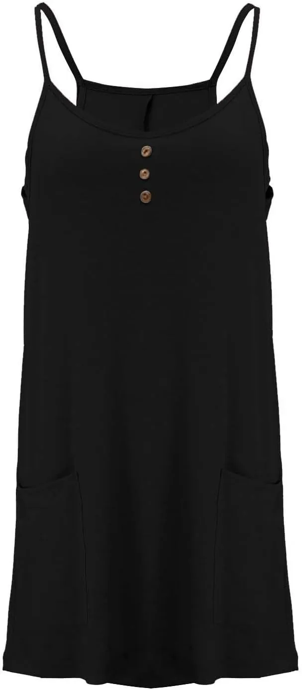 Tennis Dress for Women Built-in Shorts Casual Sleeveless Spaghetti Strap Sundress Workout Athletic Dress with Pocket