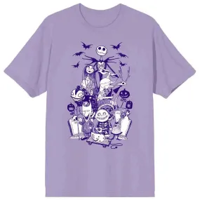 The Nightmare Before Christmas - Characters T-Shirt (Purple, Unisex) - Bioworld