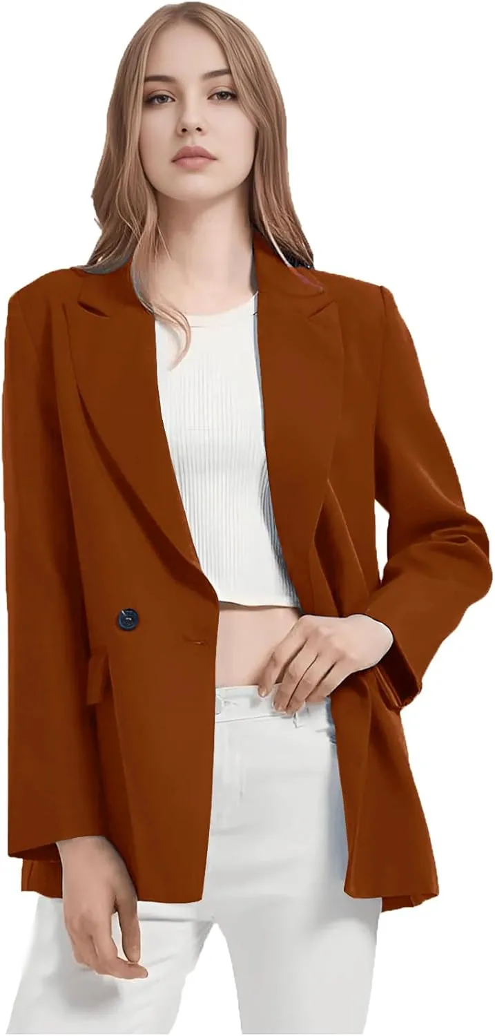 TIANMEI Womens Chic Office Double Breasted Blazer Casual Peaked Lapel Jacket for Women Boyfriend Oversized Business Clothes