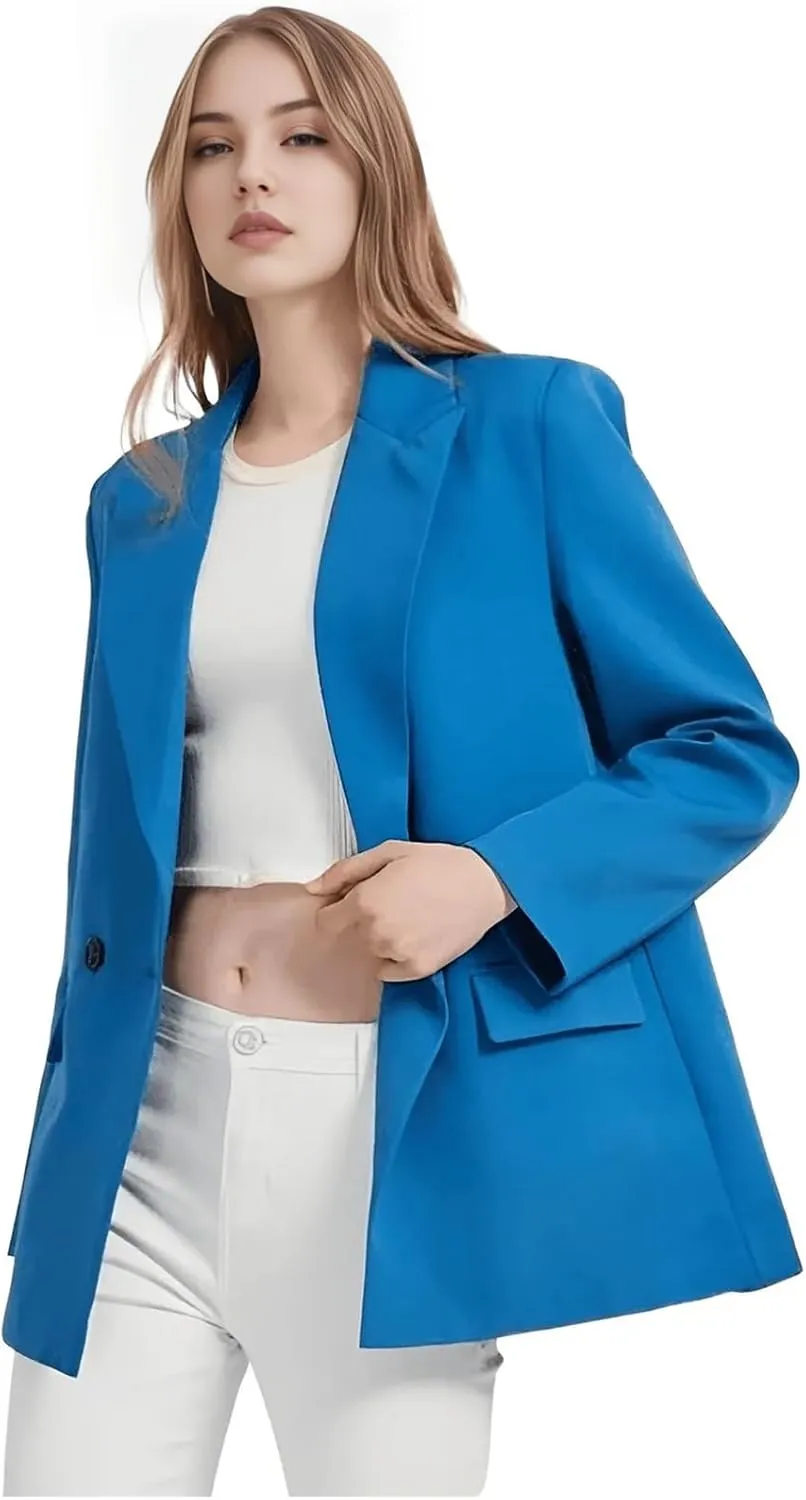 TIANMEI Womens Chic Office Double Breasted Blazer Casual Peaked Lapel Jacket for Women Boyfriend Oversized Business Clothes