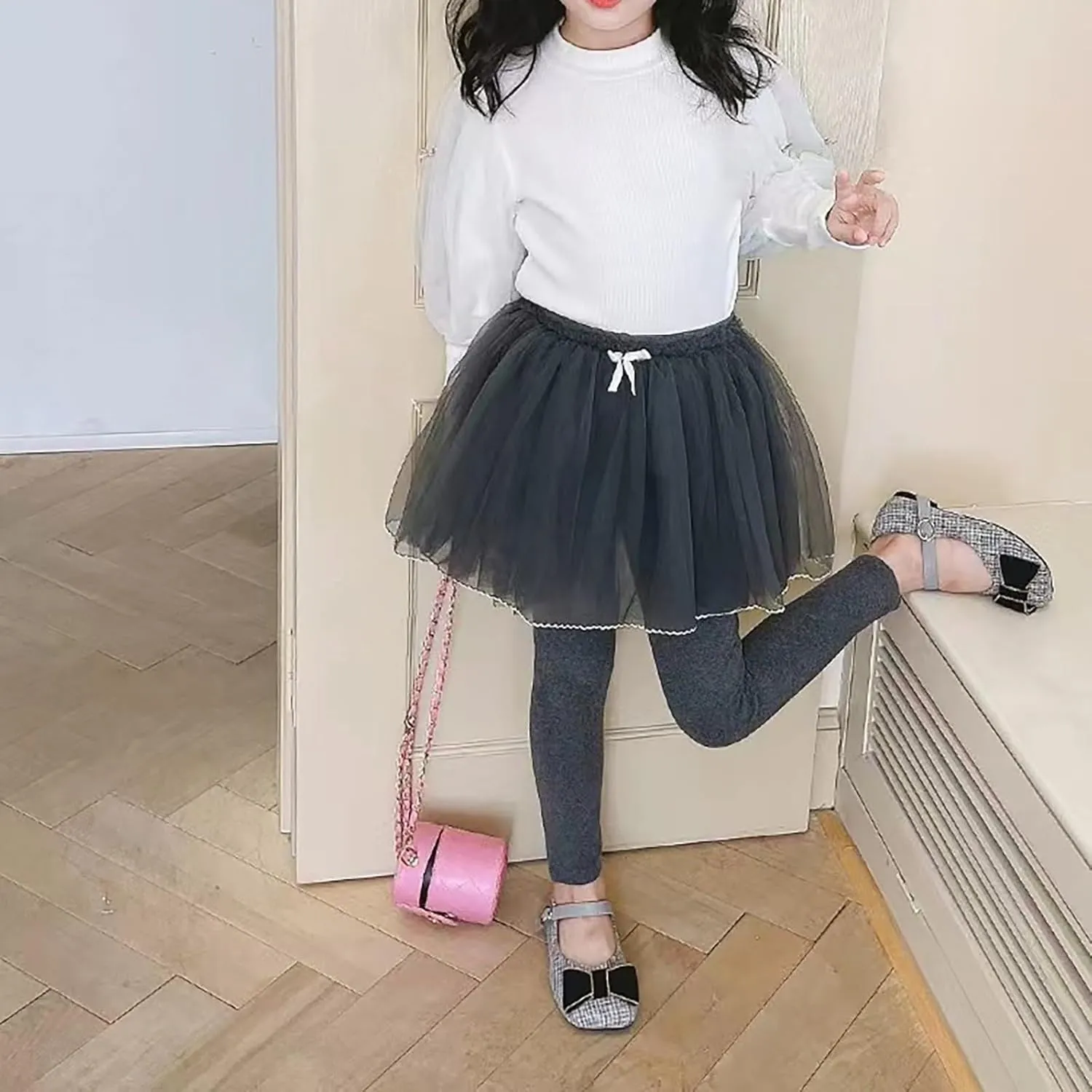 Toddler Girls Leggings with Tutu Ruffle Sequins Star Skirt, Footless Pantskirt Baby Leggings Tulle Skirted Pants Clothes