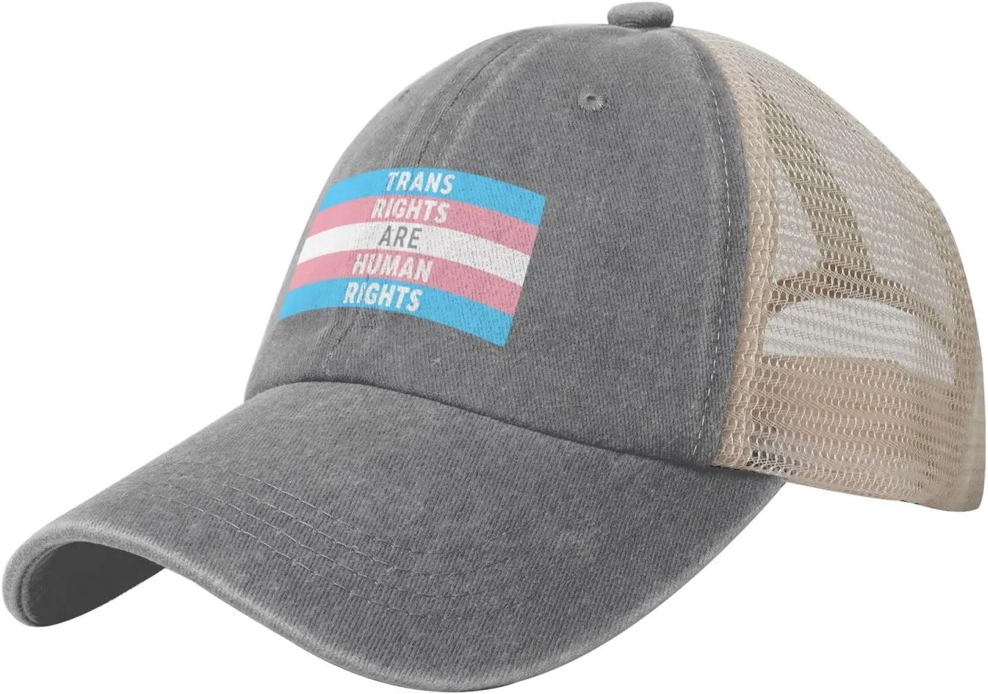 Trans Rights are Human Rights Sun Hat Snapback Mesh Baseball Cap Retro Wased Trucker Dad Hat Breathable