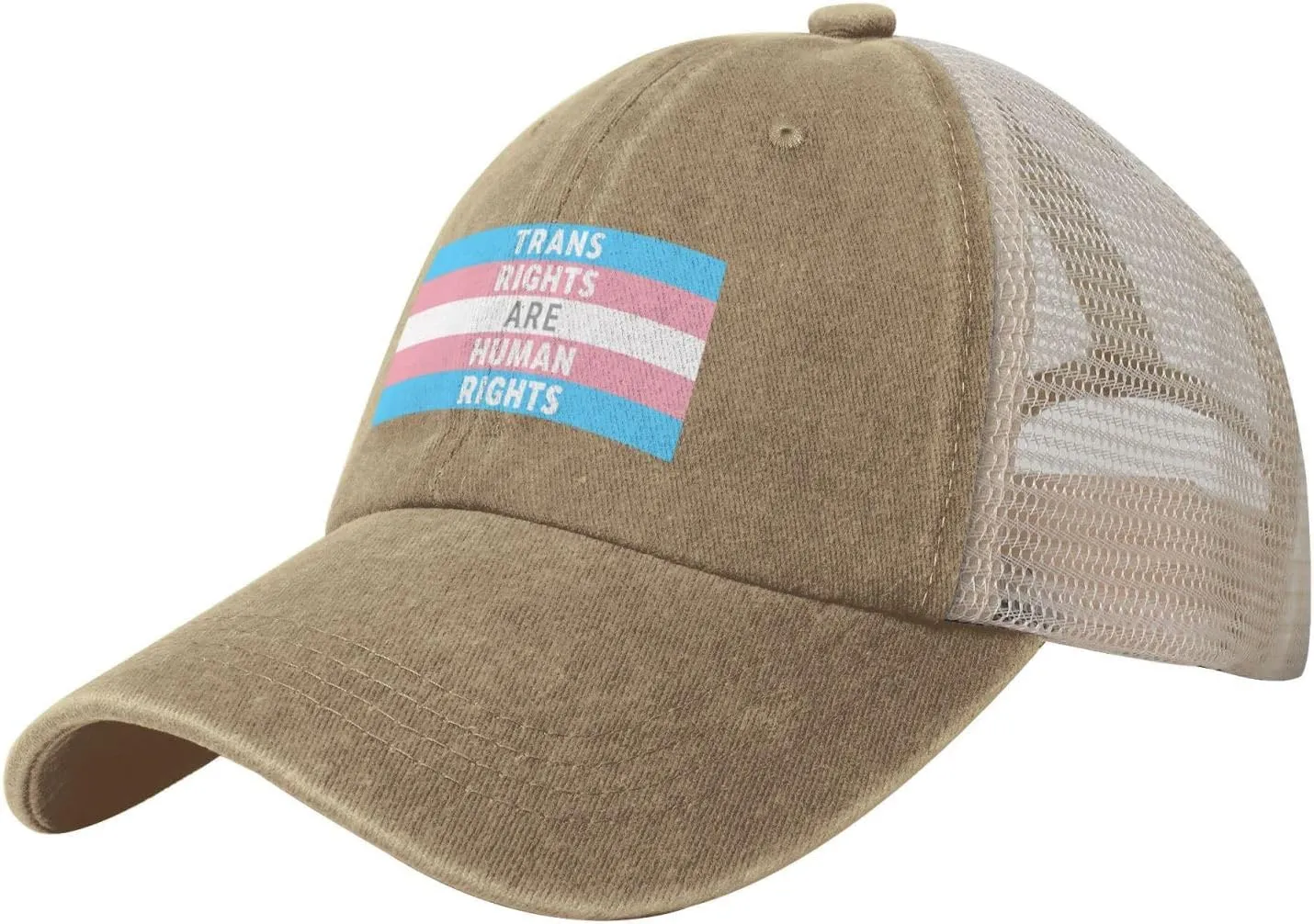 Trans Rights are Human Rights Sun Hat Snapback Mesh Baseball Cap Retro Wased Trucker Dad Hat Breathable