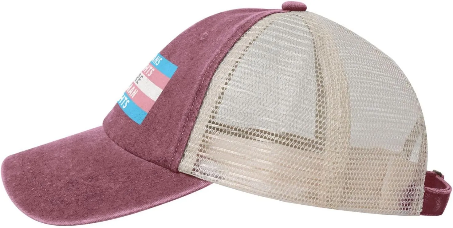 Trans Rights are Human Rights Sun Hat Snapback Mesh Baseball Cap Retro Wased Trucker Dad Hat Breathable