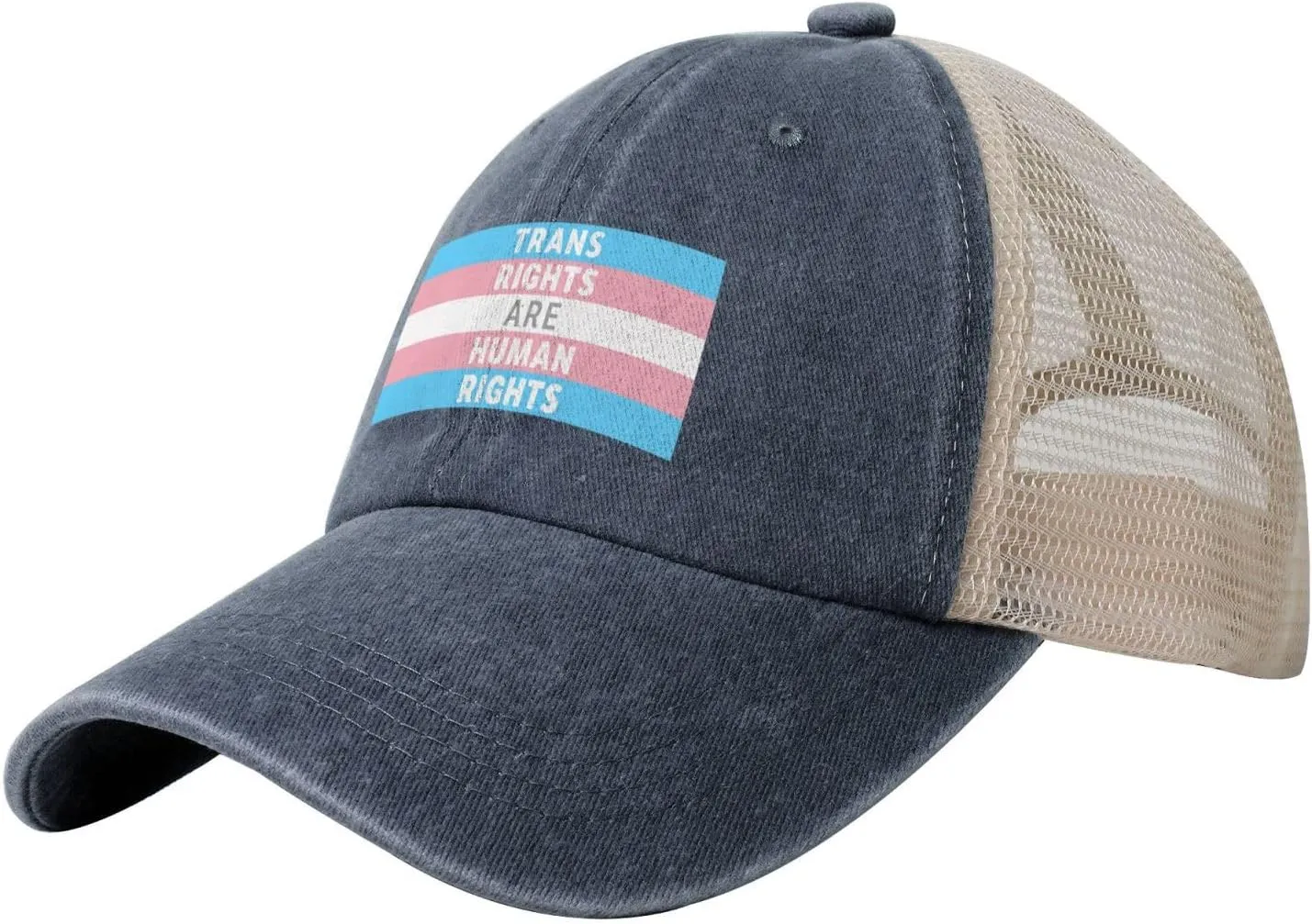 Trans Rights are Human Rights Sun Hat Snapback Mesh Baseball Cap Retro Wased Trucker Dad Hat Breathable