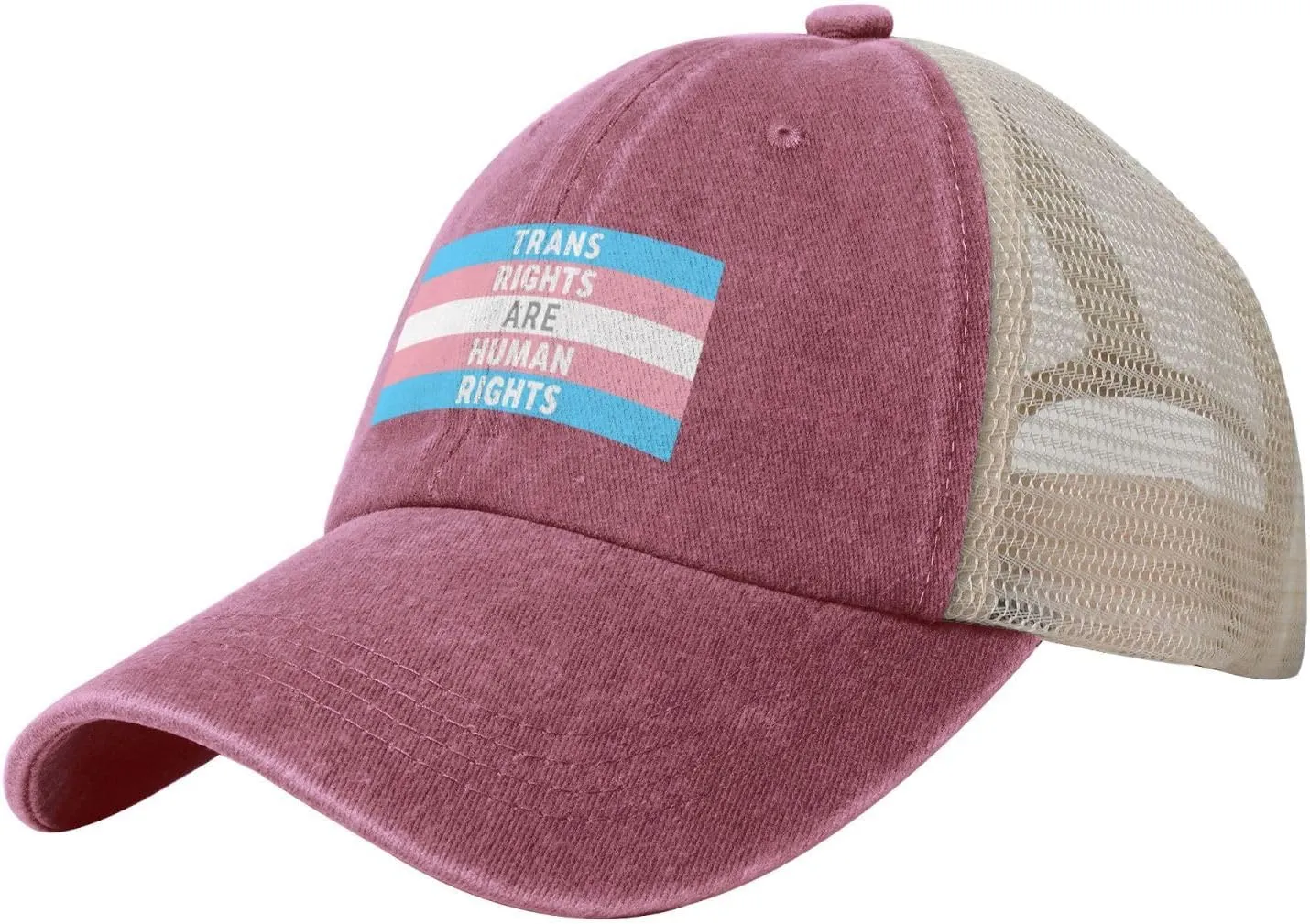 Trans Rights are Human Rights Sun Hat Snapback Mesh Baseball Cap Retro Wased Trucker Dad Hat Breathable