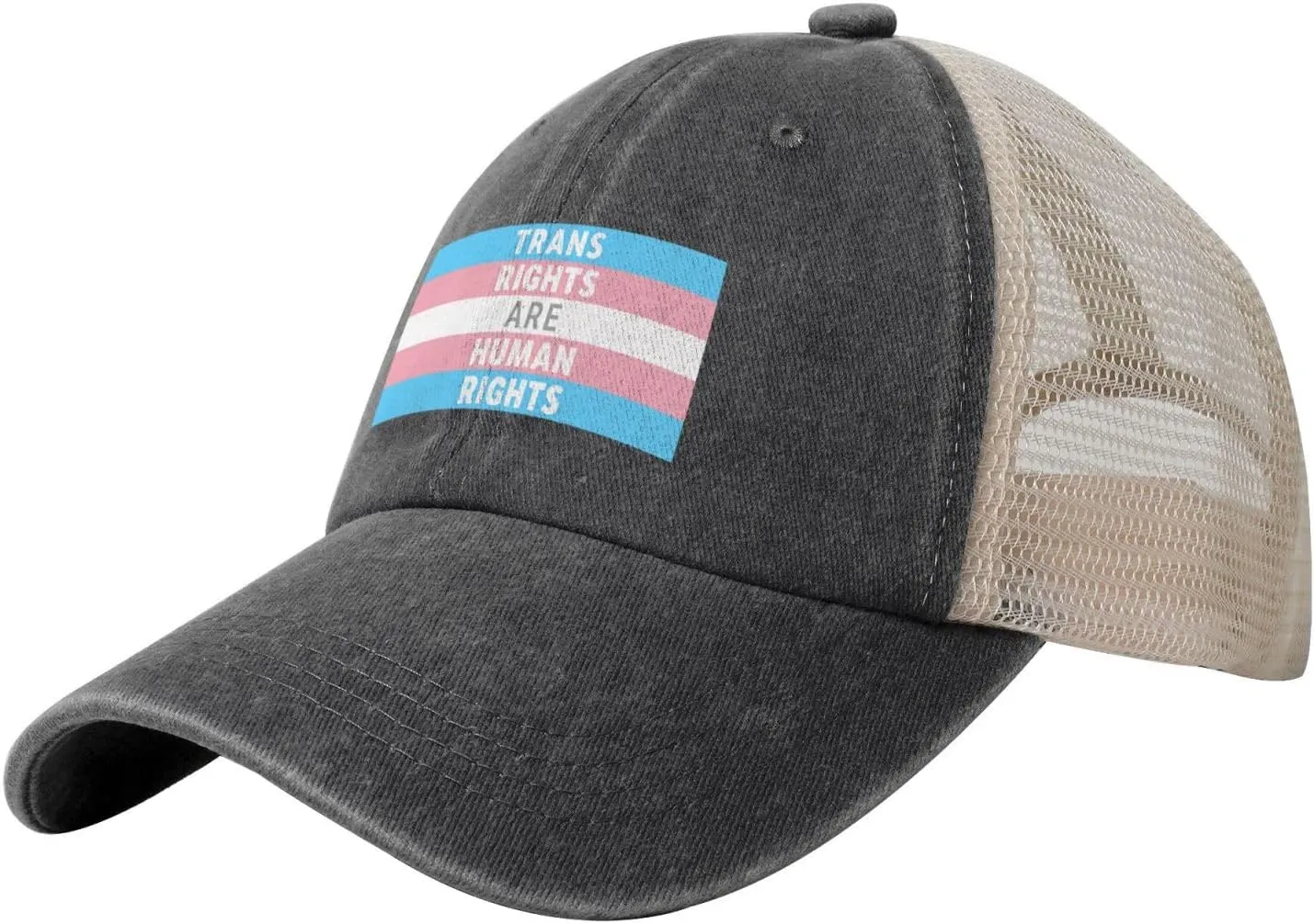 Trans Rights are Human Rights Sun Hat Snapback Mesh Baseball Cap Retro Wased Trucker Dad Hat Breathable