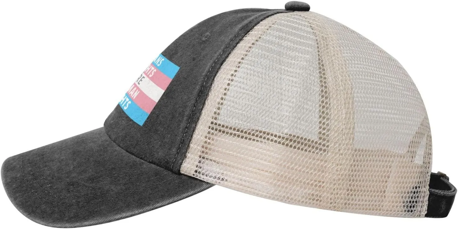 Trans Rights are Human Rights Sun Hat Snapback Mesh Baseball Cap Retro Wased Trucker Dad Hat Breathable