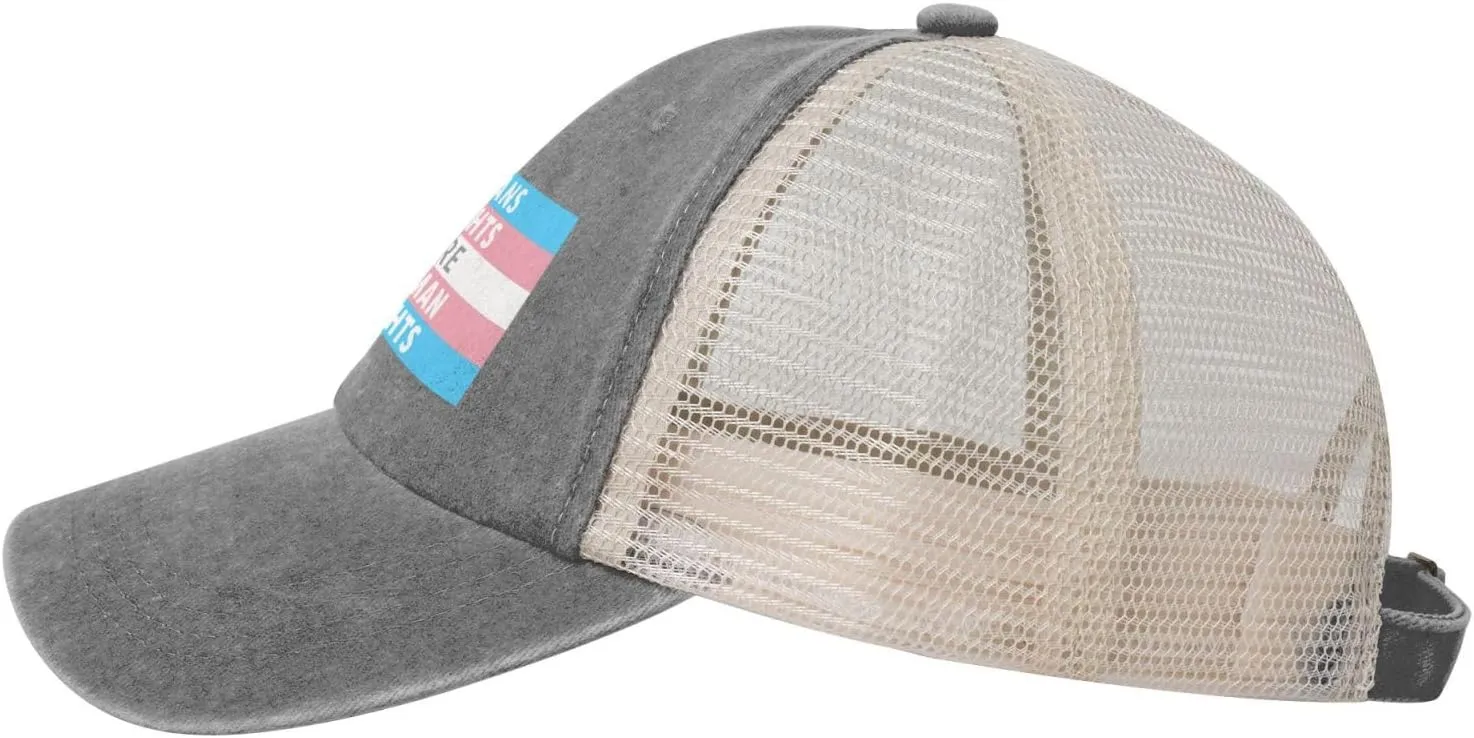 Trans Rights are Human Rights Sun Hat Snapback Mesh Baseball Cap Retro Wased Trucker Dad Hat Breathable