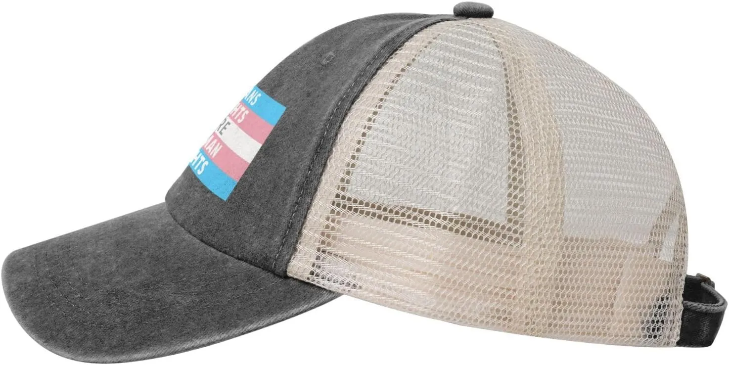 Trans Rights are Human Rights Sun Hat Snapback Mesh Baseball Cap Retro Wased Trucker Dad Hat Breathable