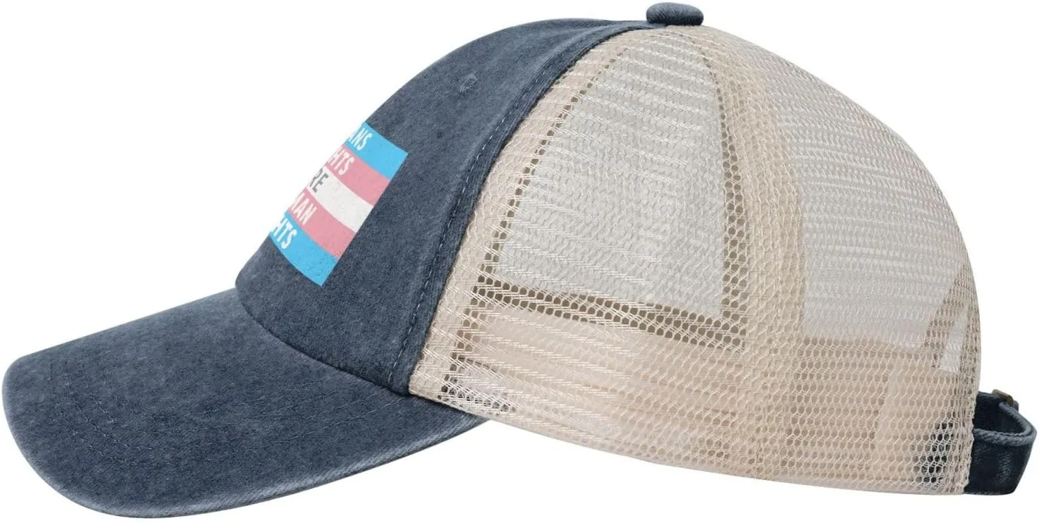 Trans Rights are Human Rights Sun Hat Snapback Mesh Baseball Cap Retro Wased Trucker Dad Hat Breathable