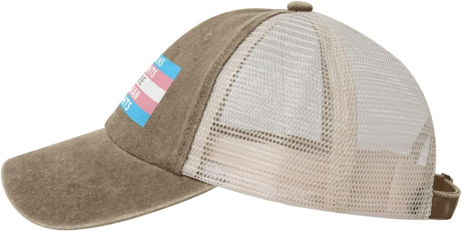 Trans Rights are Human Rights Sun Hat Snapback Mesh Baseball Cap Retro Wased Trucker Dad Hat Breathable