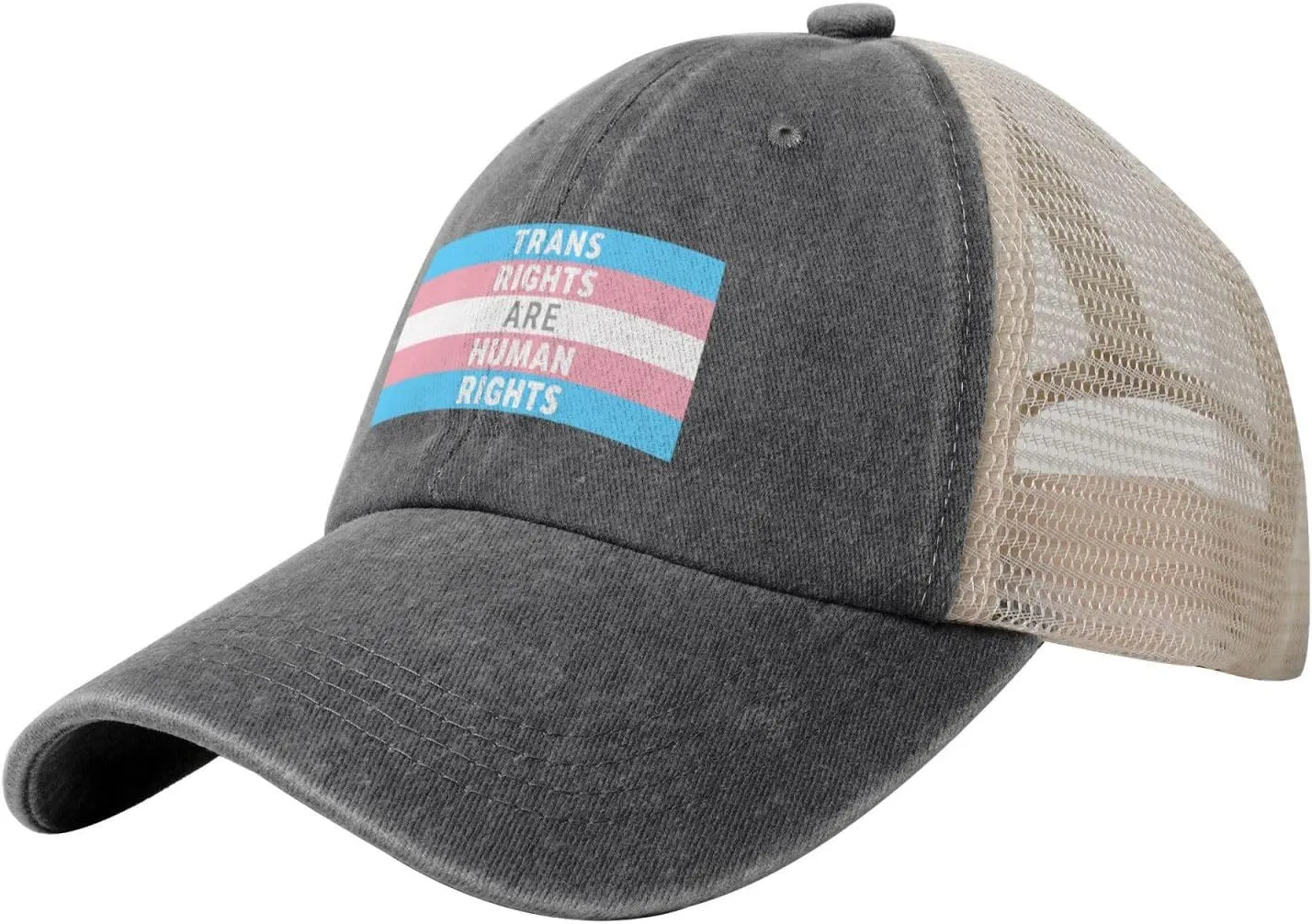 Trans Rights are Human Rights Sun Hat Snapback Mesh Baseball Cap Retro Wased Trucker Dad Hat Breathable